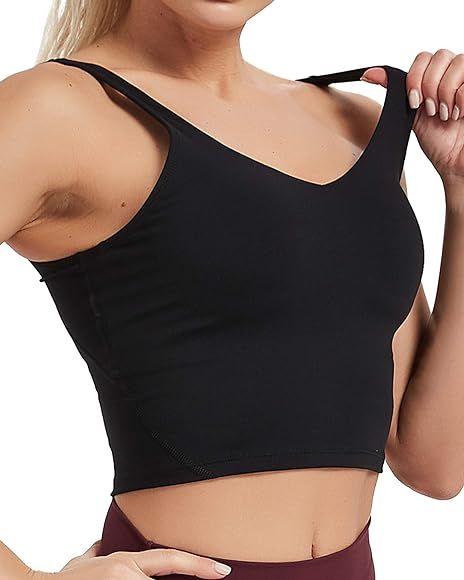 Stelle Women Crop Tank Top Medium Support Longline Sports Bra Padded for Gym Workout Fitness Yoga | Amazon (US)