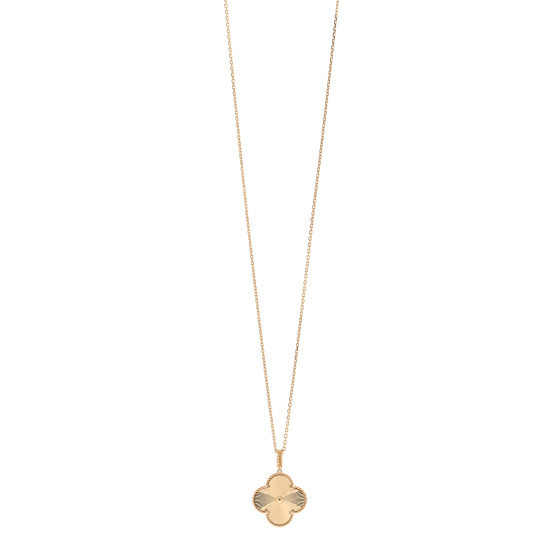 18K Yellow Gold Guilloche Magic Alhambra Long Necklace | FASHIONPHILE (US)