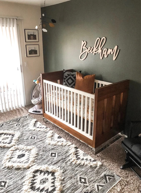 Nursery Name Sign Boy Baby Name Sign Custom Nursery Sign Above Crib Sign Wooden Nursery Decor Bab... | Etsy (US)