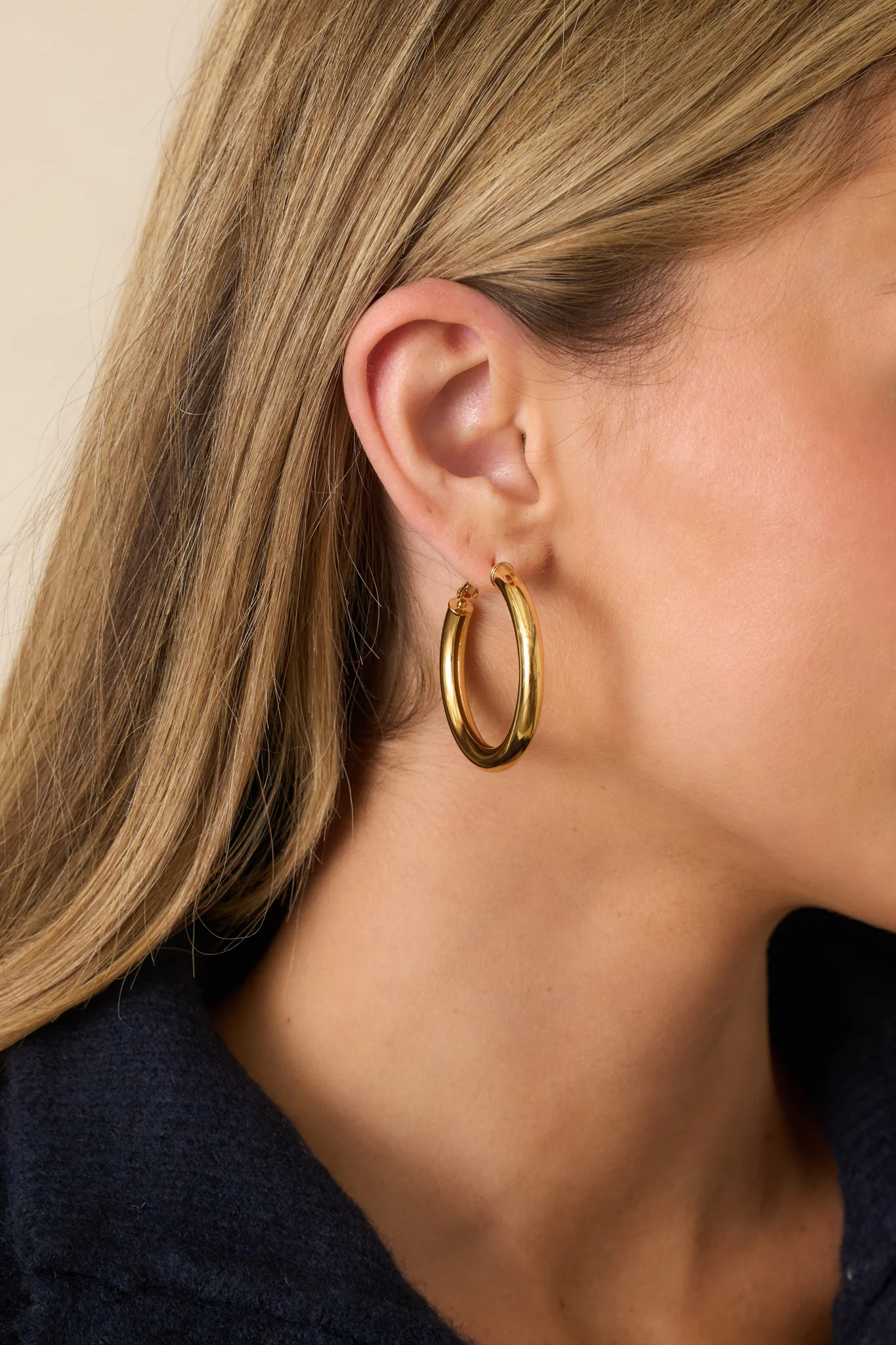 Take It Or Leave It Gold Hoop Earrings | Red Dress