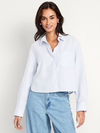 Button-Down Oxford Crop Shirt | Old Navy (US)