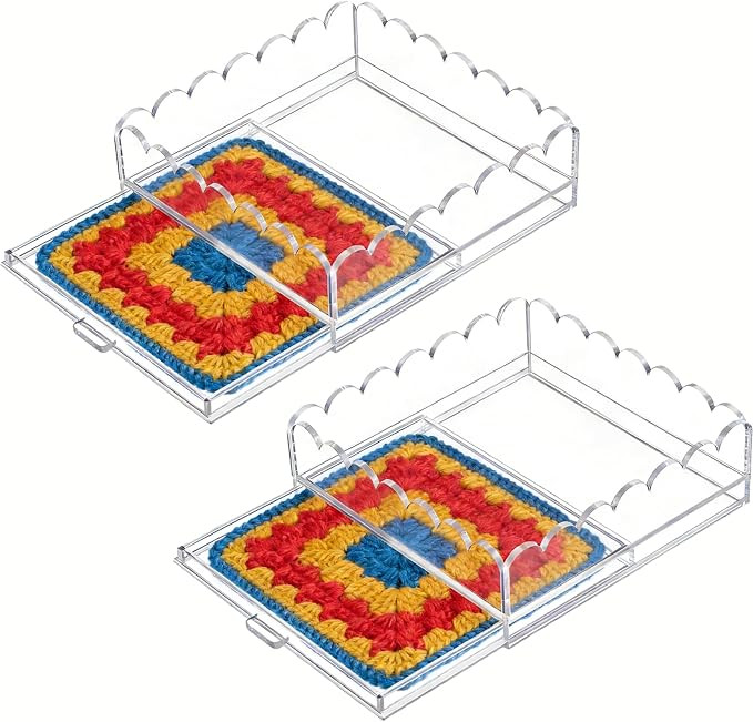 2 Pcs Acrylic Tray with Insert, 5" x 5" Clear Acrylic Tray with Drawer, for Insert Needlepoint, P... | Amazon (US)