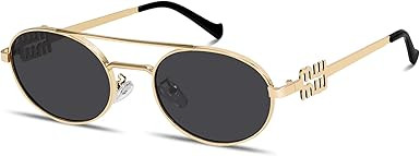 Rmerom Retro Oval 90s Metal Sunglasses for Women, 2026 Trendy Chic Narrow Gold Sun Glasses Fashio... | Amazon (US)