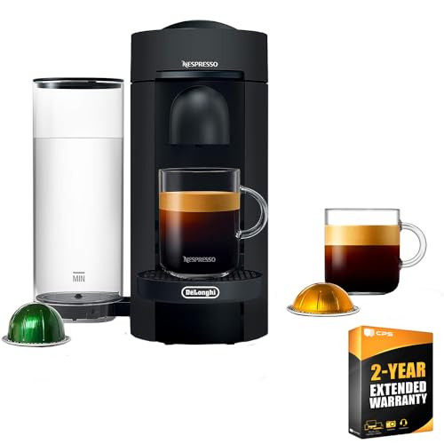 Nespresso VertuoPlus Coffee and Espresso Machine by DeLonghi, Matte Black Bundle with 2 Year Enhanced Protection Pack (Renewed) | Amazon (US)