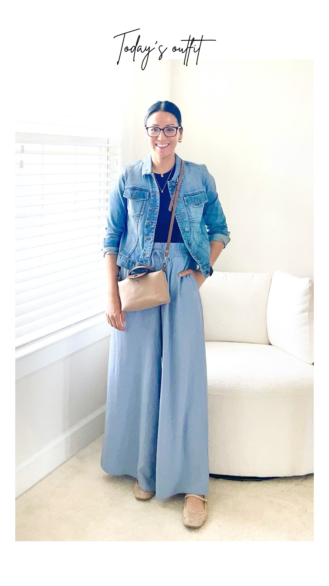 Exact jean jacket is the Helena style
Size small tank
Size small pants
Flats are true to size


#LTKWatchNow #LTKOver40 #LTKStyleTip