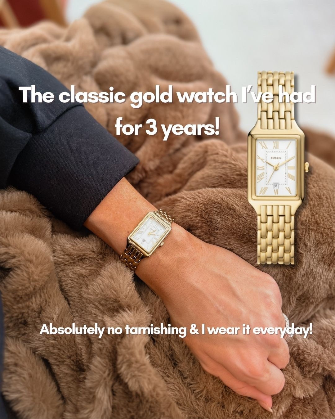 I’ve had this gold fossil watch for over three years! I wear it every day and it has not tarnished at all. It is such a classic staple piece. This would make the best gift!

#LTKGiftGuide