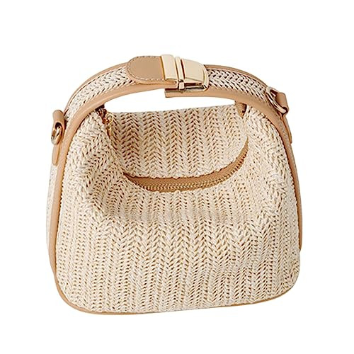 Straw Woven Crossbody Bag for Women, Handmade Beach Tote, Summer Top Handle Bucket Purse | Amazon (US)