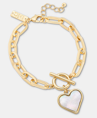 I.N.C. International Concepts Mother-of-Pearl Heart Charm Link Bracelet, Macy's Exclusive - Macy'... | Macy's