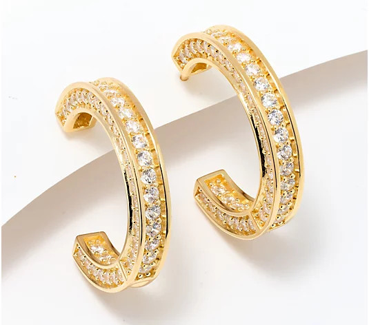 Diamonique Italia Square Tube Hoop Earrings, Sterling Silver - QVC.com | QVC