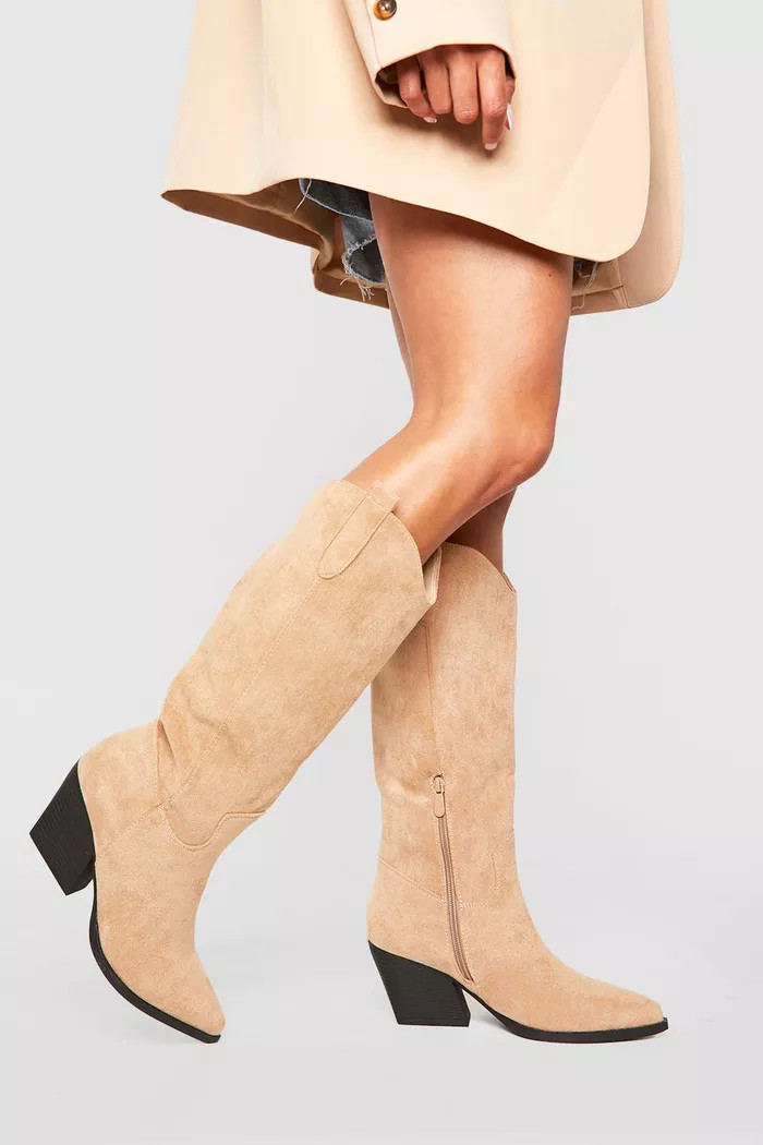 Tab Detail Western Cowboy Boots | Boohoo.com (UK & IE)