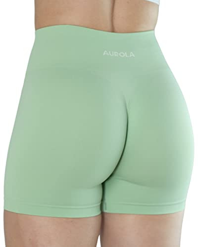 AUROLA Dream Collection Women Workout Shorts High Waist Gym Shorts, Scrunch Butt Seamless Athletic Shorts,Pastel Green,L | Amazon (US)
