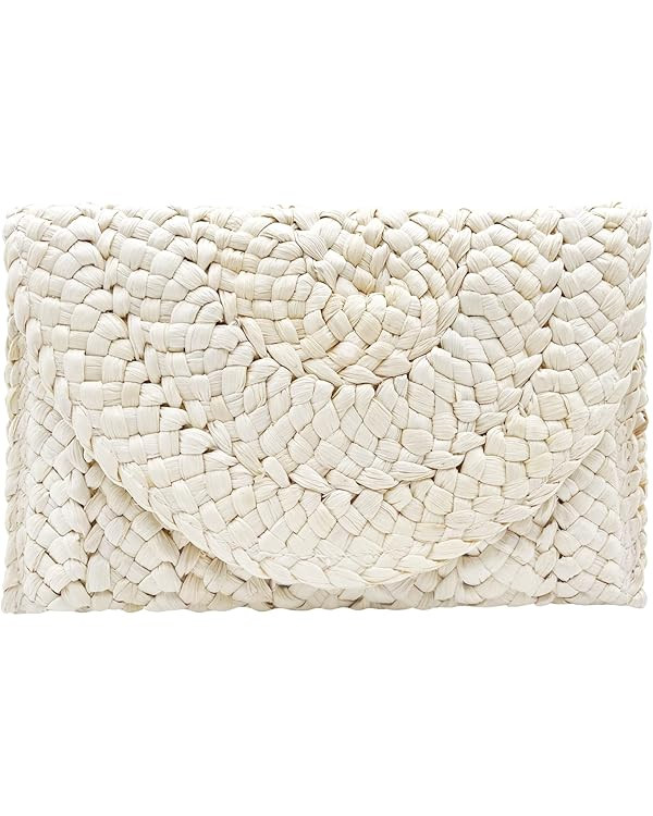 Straw Clutch Purses for Women Woven Straw Beach Handbag Envelope Clutch Rattan Clutch for Summer | Amazon (US)