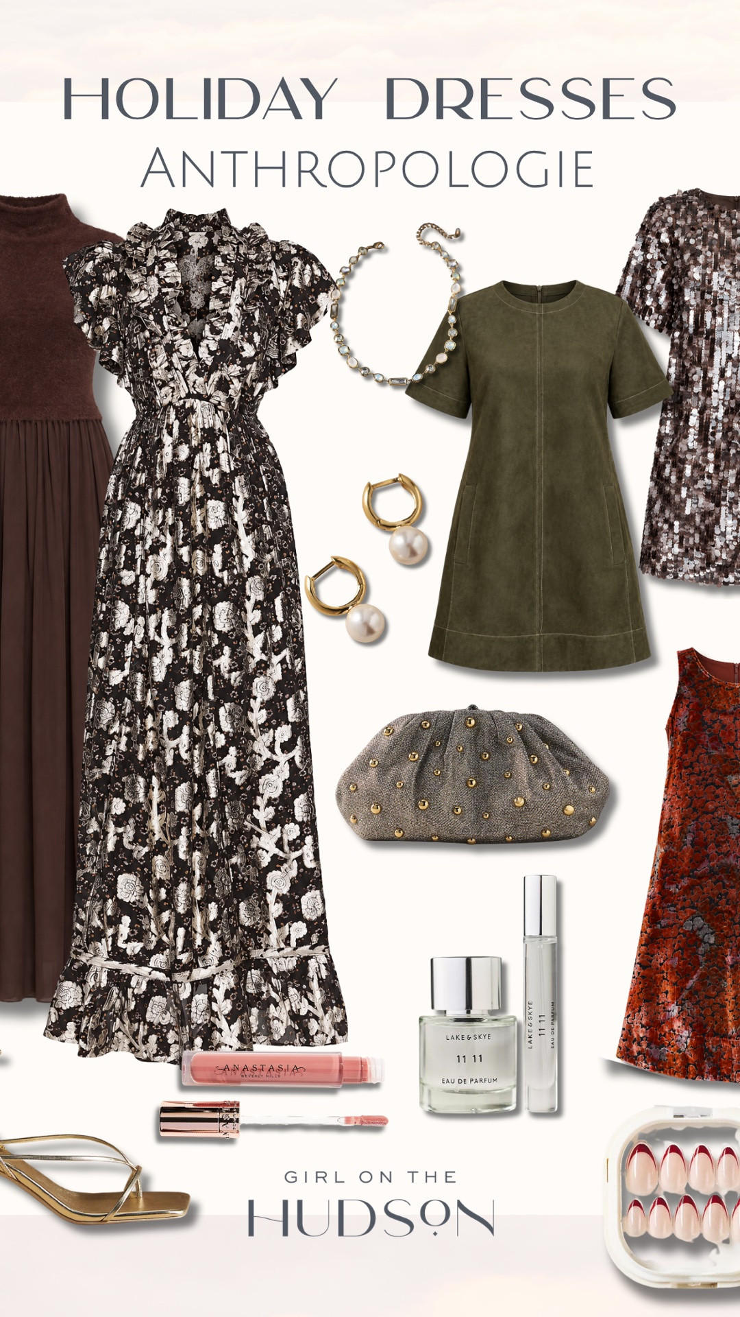 Getting a head start on holiday dressing with these gorgeous Anthropologie finds! From a classic floral maxi dress to velvet, sequins, and rich seasonal colors, I love having a few options ready for Thanksgiving dinners, Christmas parties, and holiday gatherings. Adding some favorite accessories to finish each look!

Anthropologie holiday dresses, holiday party outfits, Christmas party dresses, Thanksgiving outfit ideas, velvet dress, sequin mini dress, floral maxi dress, holiday wedding guest dress, festive holiday outfits, gold heels, pearl jewelry, holiday fashion, girlonthehudson