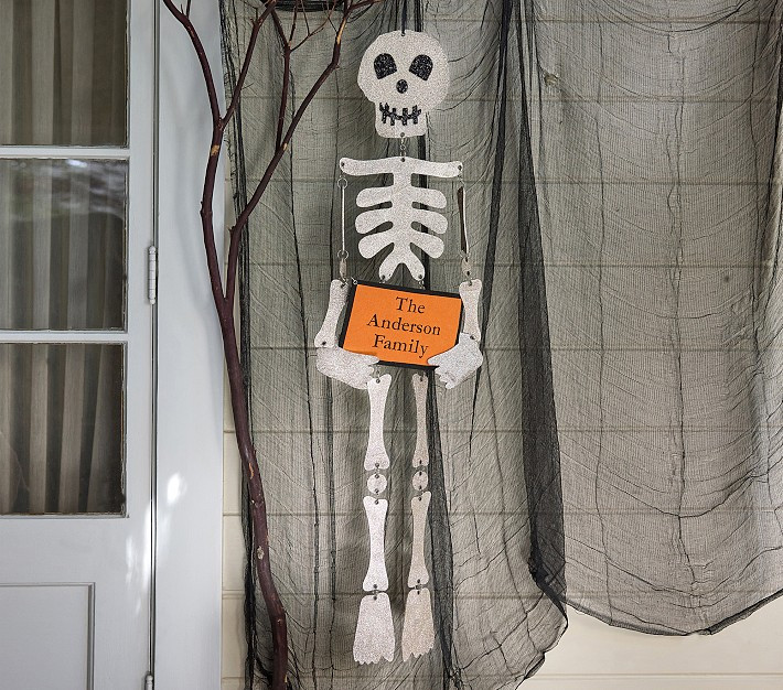 Outdoor Glitter Skeleton Door Hanger | Pottery Barn Kids