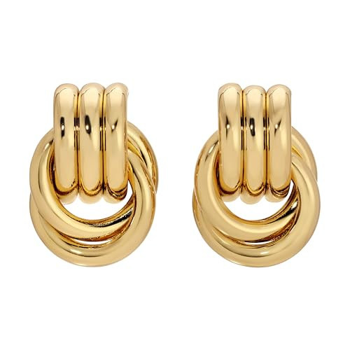 Baby Knot Gold Statement Earrings – 18K Gold-Plated Earrings – Modern Twisted Knot Design – Bold Everyday Jewelry by Heaven Mayhem | Amazon (US)