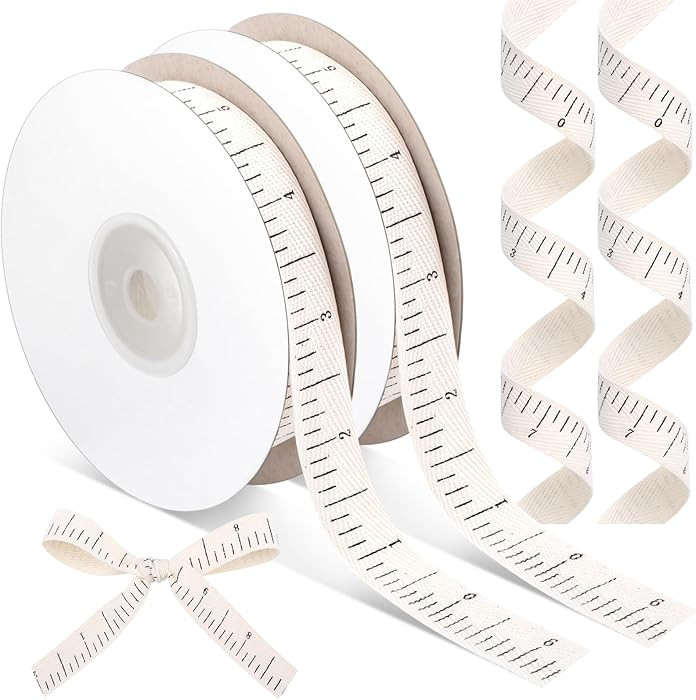 Wavwavw 20 Yards Teacher Ruler Cotton Ribbon, Natural 5/8 Inch 100% Cotton Herringbone Twill Ribb... | Amazon (US)