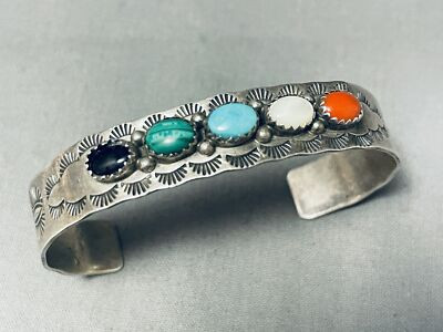 SIGNED AUTHENTIC VINTAGE NAVAJO TURQUOISE STERLING SILVER BRACELET  | eBay | eBay US