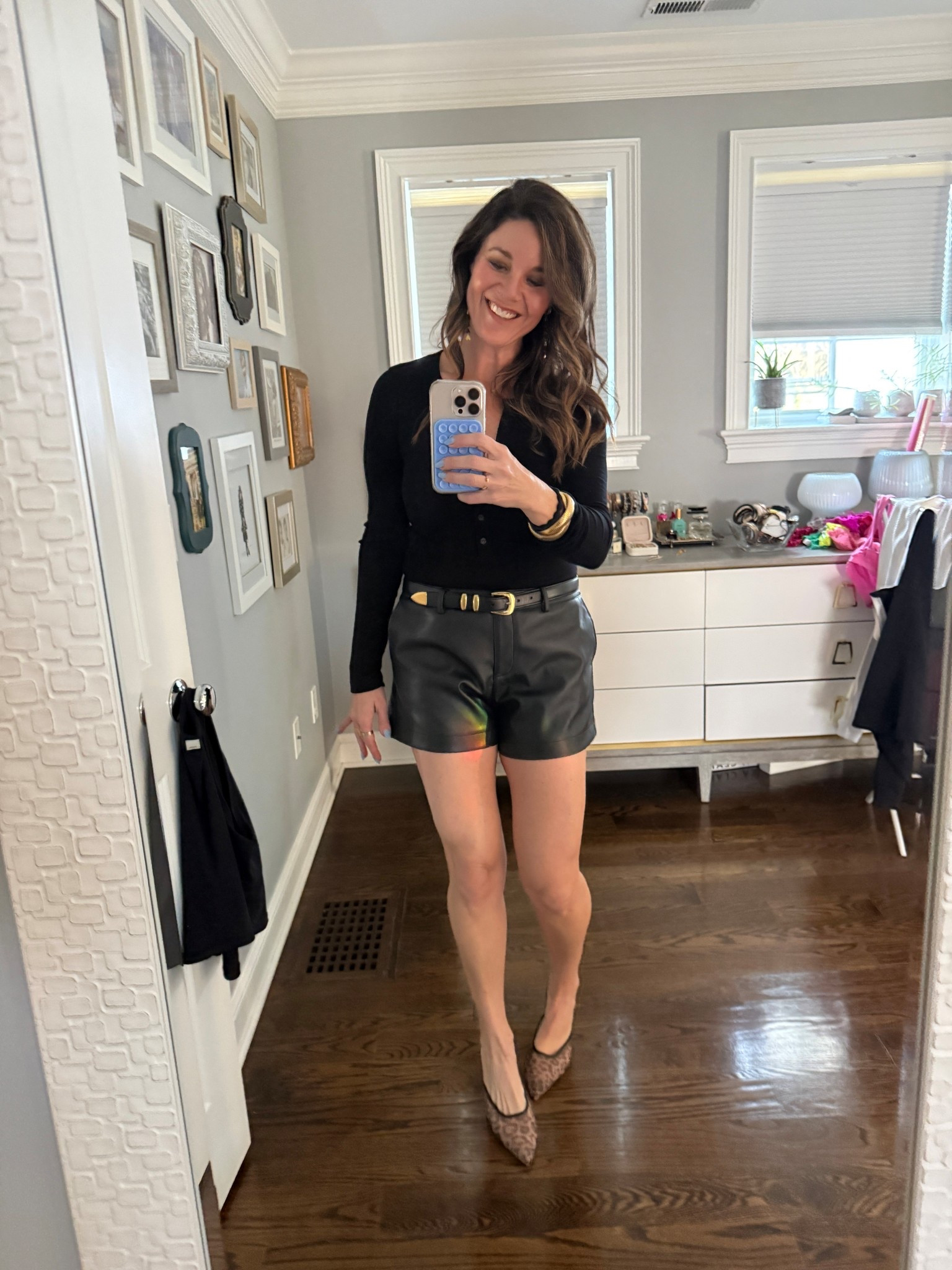 GNO in April in the northeast means…. It’s basically still winter 🤷🏻‍♀️ but I broke out the pleather shorts anyway 🖤 

#LTKootd #LTKMidsize #LTKOver40