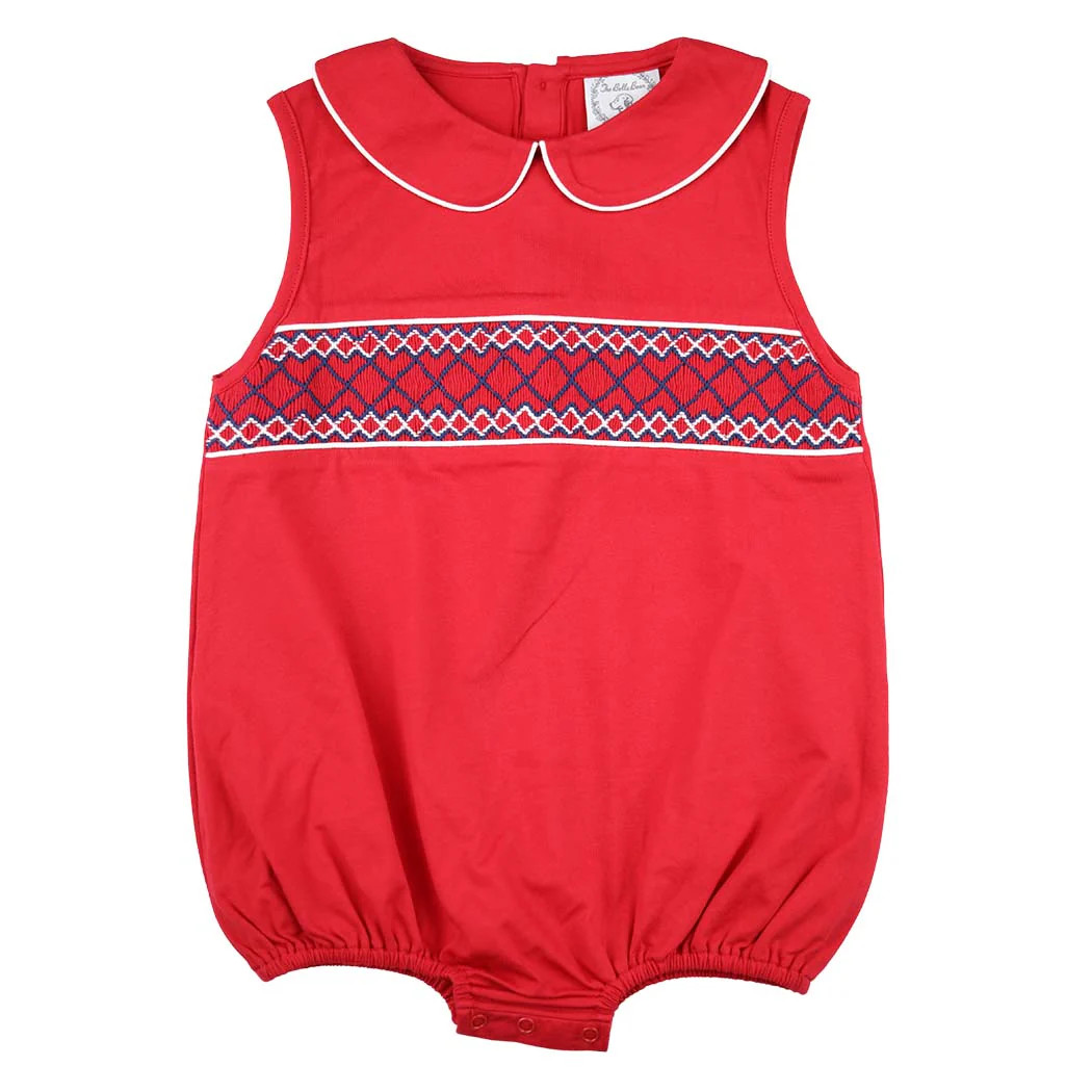 Red Patriotic Smocked Bubble | The Bella Bean