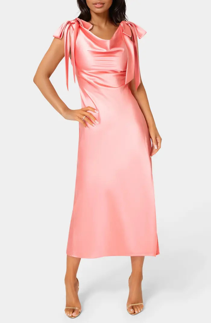 Shoulder Tie Satin Midi Dress | Nordstrom Rack