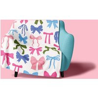 Colourful Oversized Bows Fleece Blanket | 150 X cm Large Cosy Bright Pink Christmas Home Dopamine Decor Throw Sofa Picnic | Etsy (US)