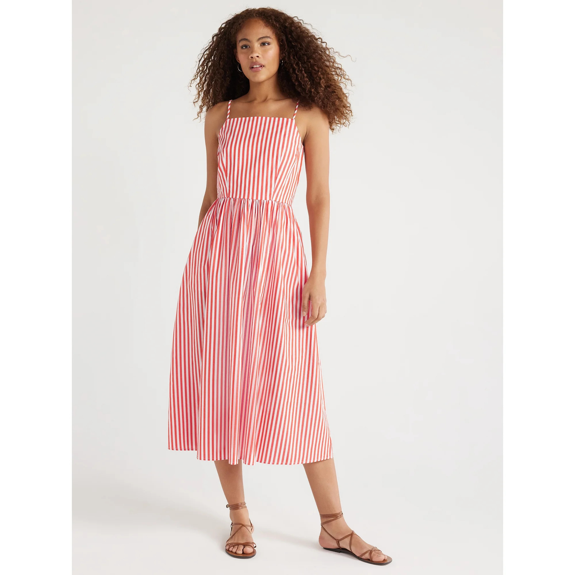 Free Assembly Women's Sleeveless Square Neck Midi Dress, Sizes XS-XXL | Walmart (US)