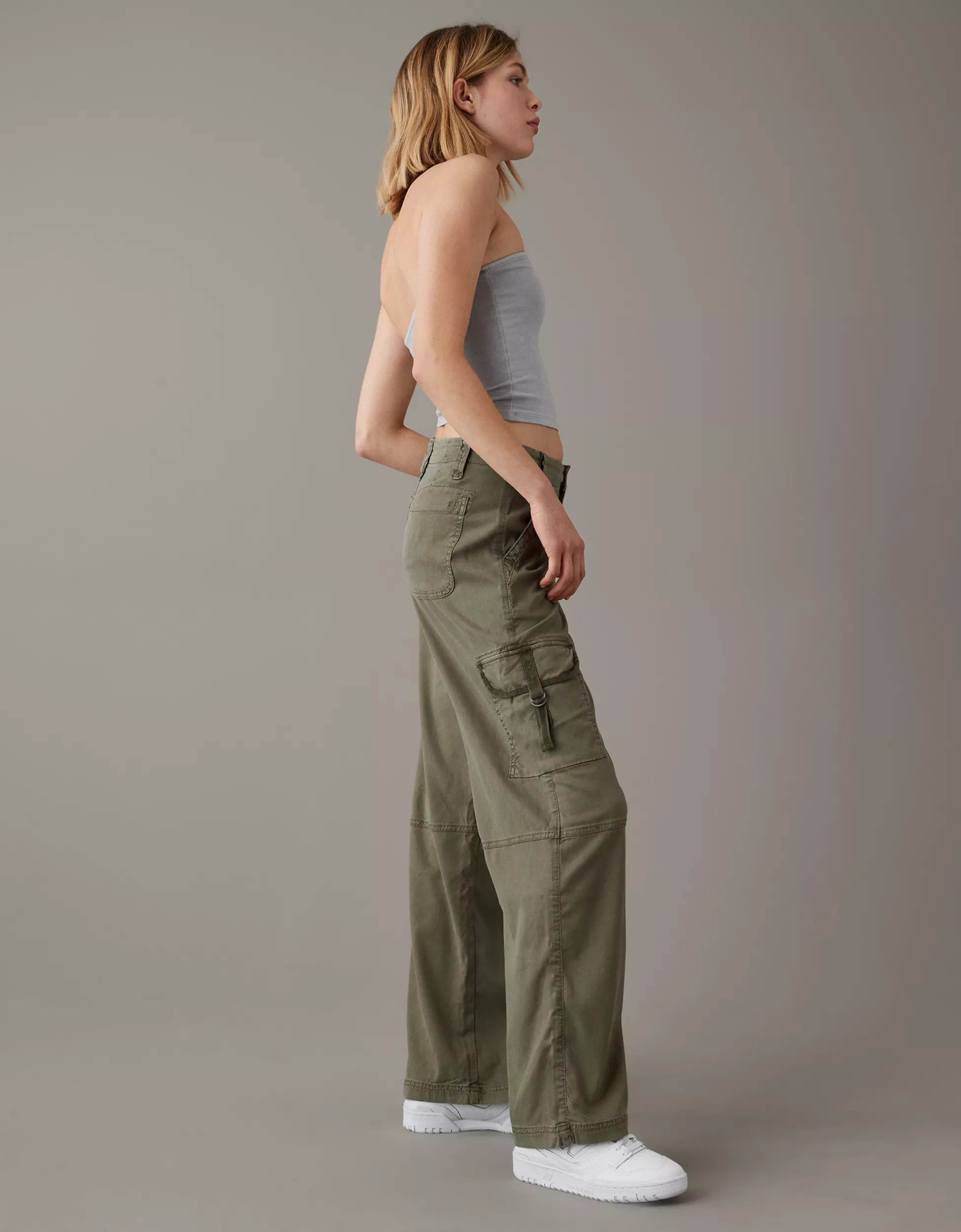 AE Dreamy Drape Stretch Super High-Waisted Cargo Baggy Wide-Leg Pant | American Eagle Outfitters (US & CA)