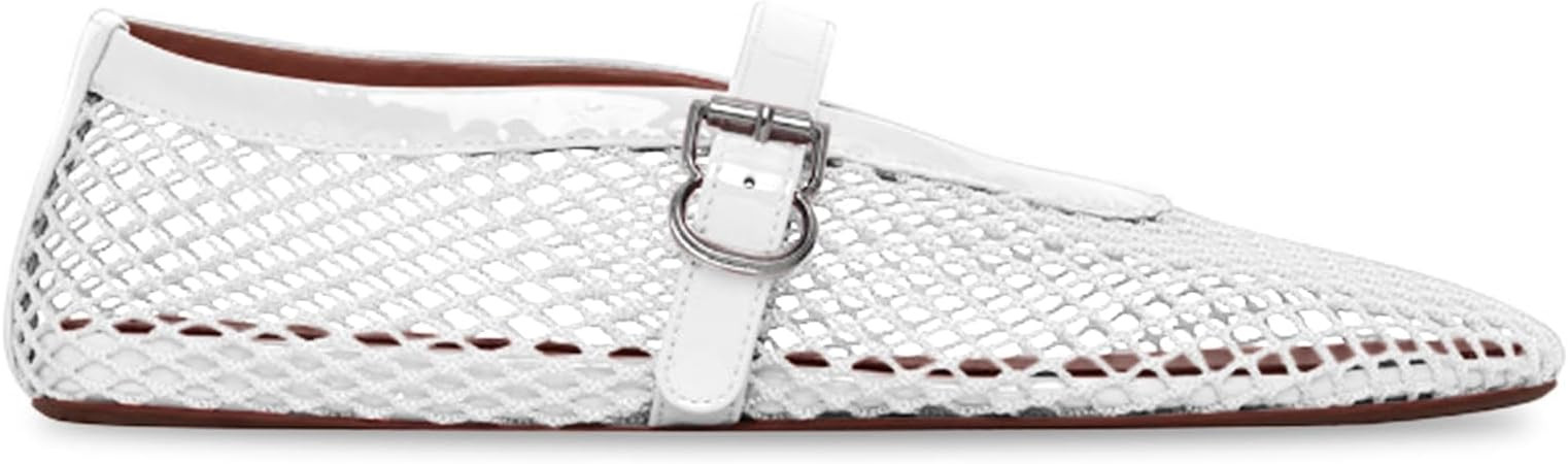 MICIFA Women's Mesh Ballet Flats Fishnet Ballerina Flats Buckle Strap Mary Jane Flats Causal Dail... | Amazon (US)