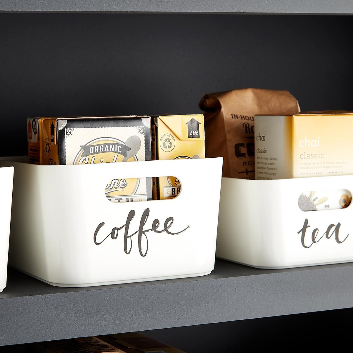 Case of 12 XS Plastic Bins w/ Handles White | The Container Store