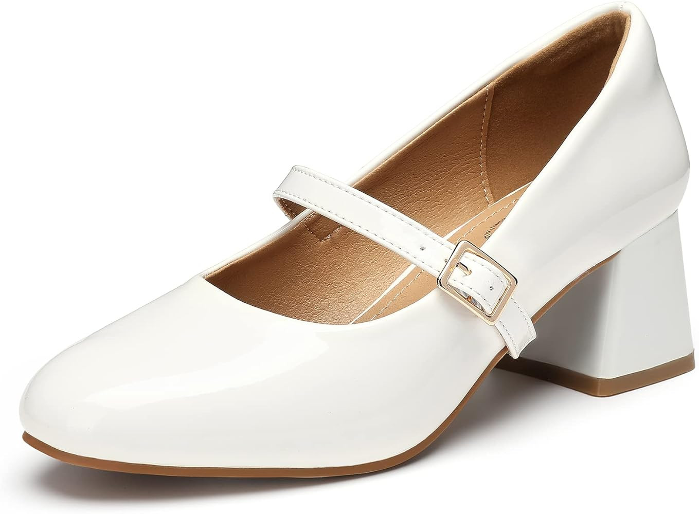 Trary Mary Jane Shoes Women Chunky Heels for Women Round Toe Pumps Dress Shoes | Amazon (US)