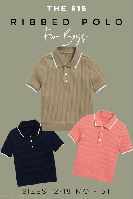 This ribbed knit polo for boys sizes 2T-5T may be the sweetest thing for Spring.  Available in three colors and currently 40% off, your little boy needs one.

Toddler outfits | toddler boys tops | toddler easter outfits | toddler style | boys outfits | boys Easter outfits | easter outfits | Easter

#easteroutfits #boysoutfits #easter #springoutfits #toddlerboysoutfits

#LTKunder50 #LTKSeasonal #LTKkids