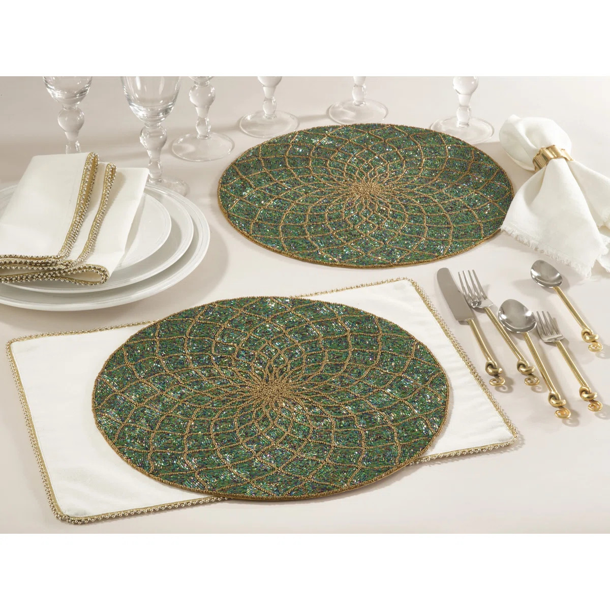 Khaleesi Glass Geometric Round Placemat (Set of 4) | Wayfair North America