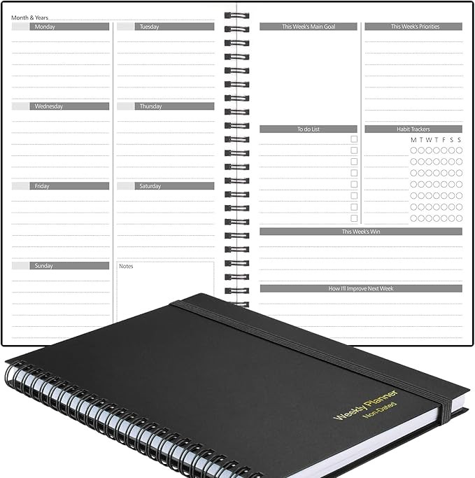 Planner, Asten Undated Weekly Planner Goal Planner Notebook, To Do List Planners Spiral Planner f... | Amazon (US)
