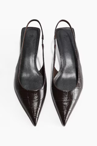 H & M - Escarpins à bout pointu avec talon kitten heel - Chocolat | H&M (FR, IT, ES, PT, BE)