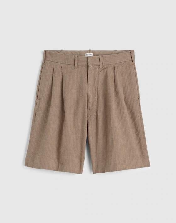 Double-Pleated Shorts in Herringbone Linen-Cotton Blend | Madewell