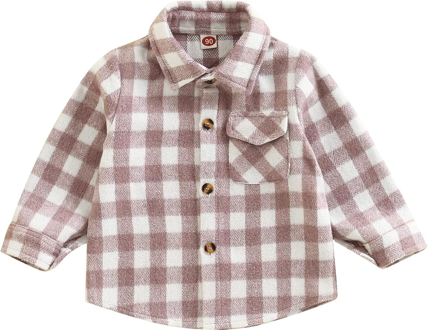 AEEMCEM Toddler Baby Boys Girls Flannel Plaid Jacket Long Sleeve Lapel Button Down Pocketed Shirts C | Amazon (US)