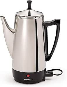 Presto Stainless-Steel Electric Coffee Percolator, 12-Cups, Black | Amazon (US)