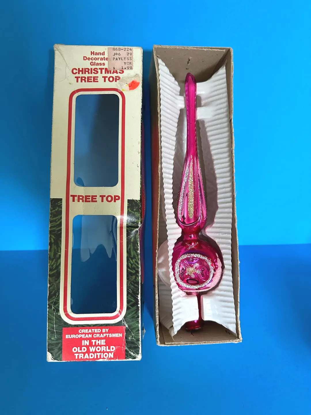 Vintage Super Pink Commodore Mercury Glass Christmas Tree Topper Triple Indent White Mica Trees S... | Etsy (US)
