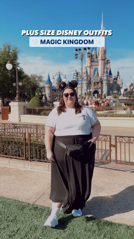 Plus size style at Disney World! Here are all the looks Caroline wore at each park! Look 1: Minnie Mouse Classic Small Pose T-Shirt (Women's Plus 5X), Maxi Skirt from Maurices, Yitty Major Label Shorts (4X), and Hoka Bondi 8s (wide width). Look 2: Disney Princess Flower T-shirt (Men's 5X) from Amazon, wide leg cargo pants from Eloquii (28), and On Cloudnovas. Look 3: Mickey And Friends Retro T-shirt (Men's 5X) from Amazon, Salutation Joggers (3X) from Athleta, and On Cloudnovas. Look 4: Jumpsuit (4X) from Amazon, Mickey hat from Amazon, and On Cloudnovas. Belt Bag in all looks is Amazon! Ears are from Disney Springs! 

#LTKcurves #LTKtravel #LTKSeasonal