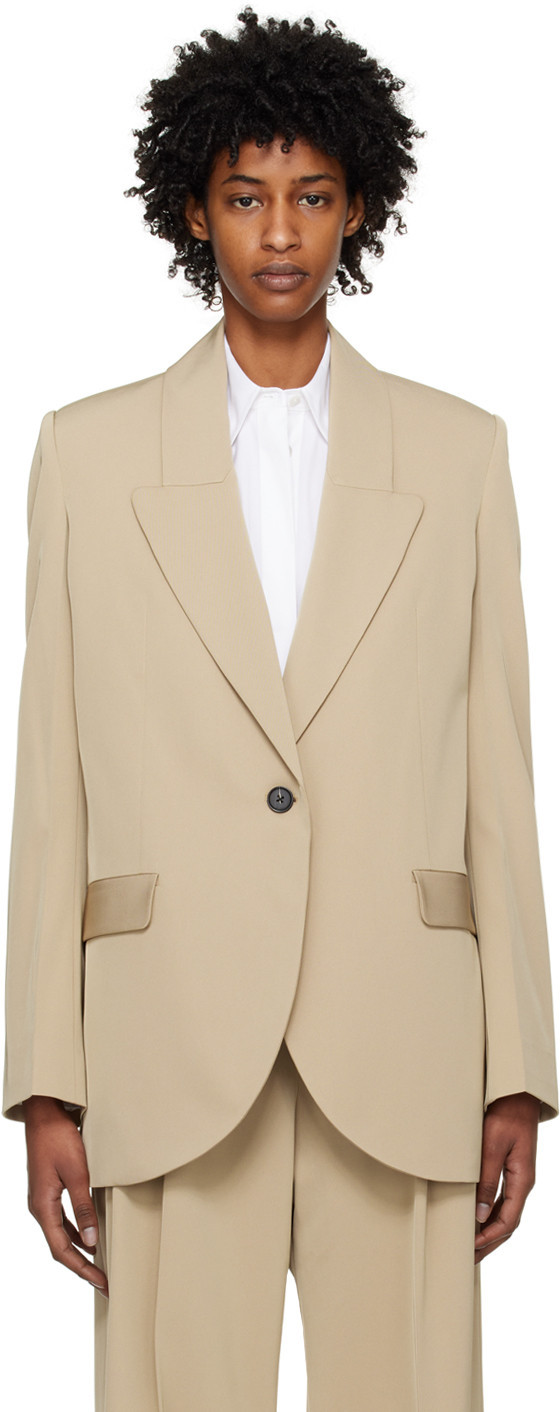 GIA STUDIOS Beige Peaked Lapel Blazer | SSENSE