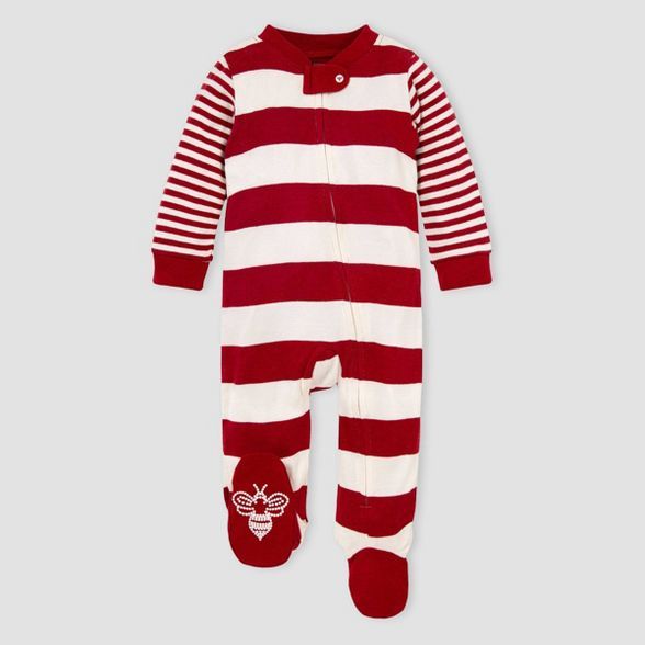 Burt's Bees Baby® Baby Organic Cotton Rugby Mixed Striped Sleep N' Play - Pink | Target