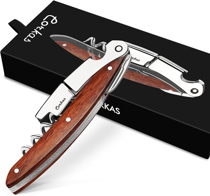 Wine Key - CORKAS Prestige Waiter Corkscrew with Rosewood Handle, Handcrafted Wine Opener Manual ... | Amazon (US)
