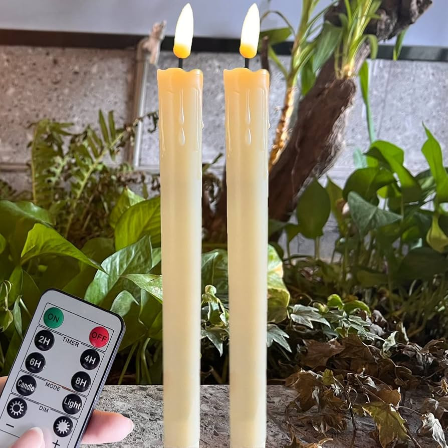 Led Battery Operated Flameless Taper Candles Light with Remote &Timer,Electric Fake Window Candle... | Amazon (US)