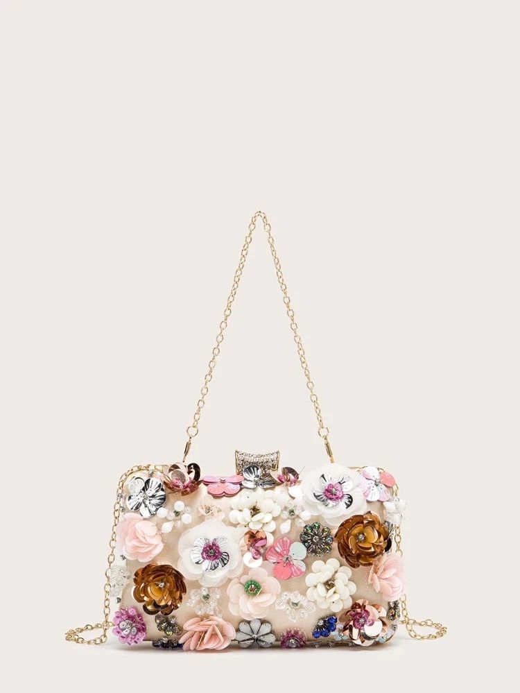 Floral Decor Chain Box Bag | SHEIN