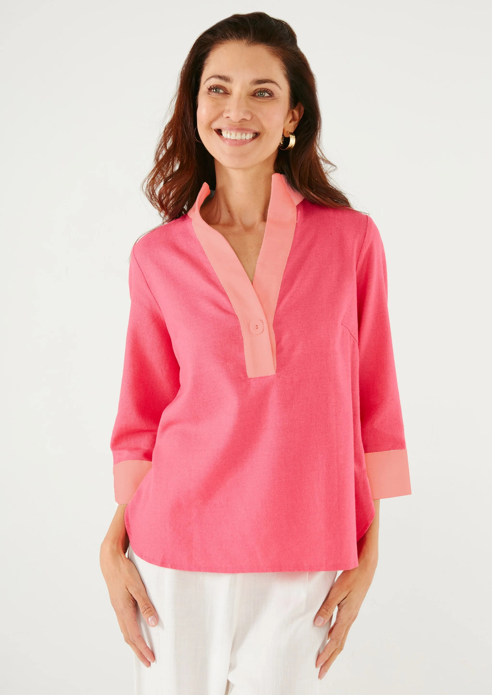Effie Blouse Pink Linen | Abbey Glass