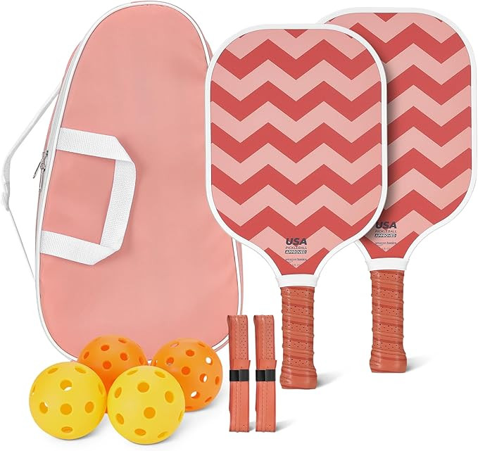 Amazon Basics Pickleball Paddles Set of 2, USAPA Approved Carbon Fiber Paddle with 4 Balls, Light... | Amazon (US)