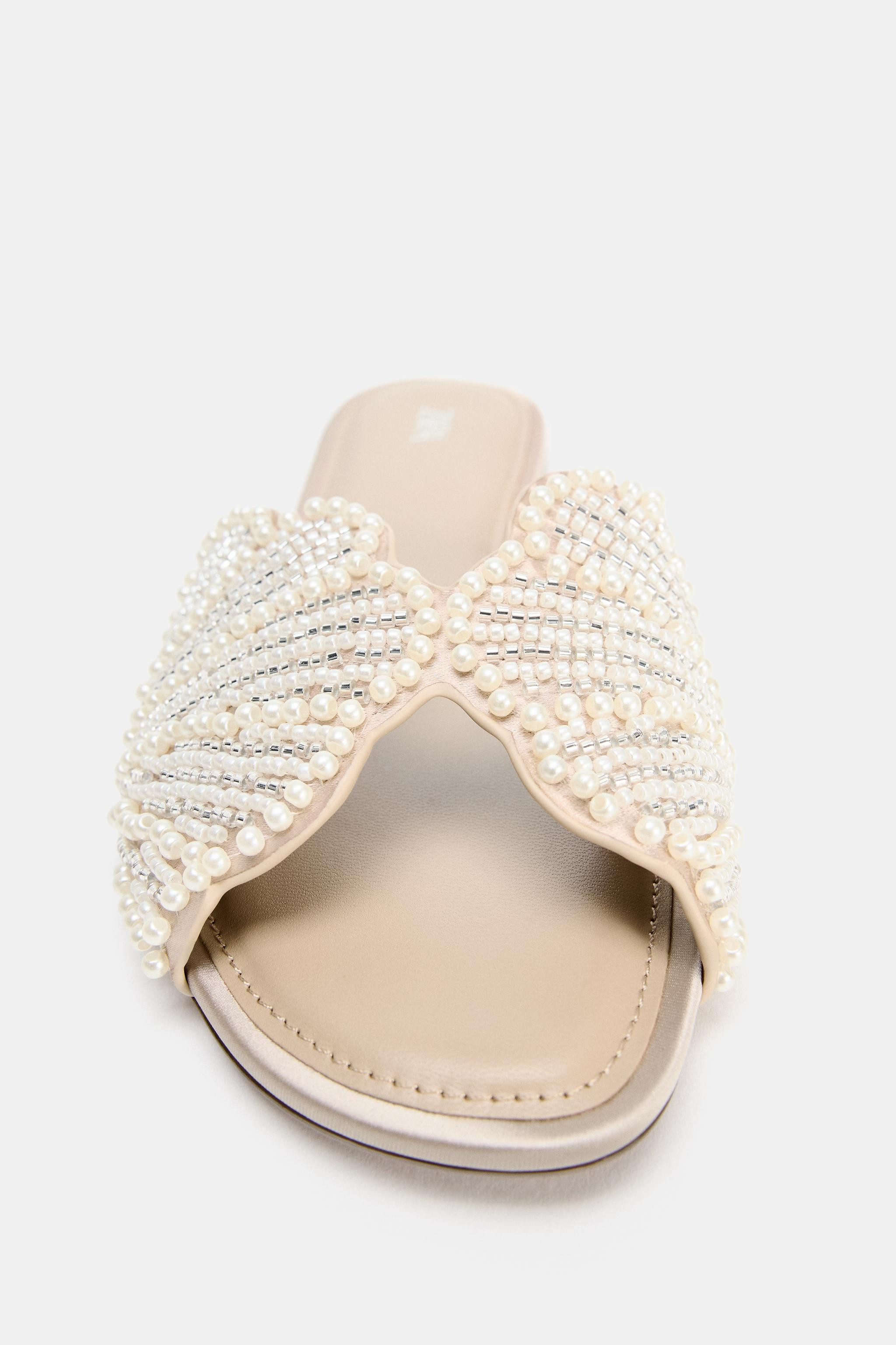 FLAT SLIDE SANDALS WITH SHINY APPLIQUÉS | Zara UK
