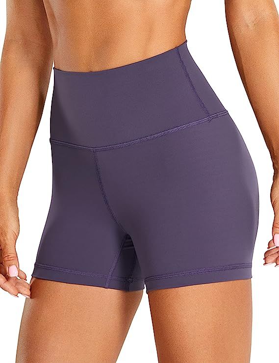 CRZ YOGA Women's Brushed Naked Feeling Biker Shorts 4'' / 6'' - High Waist Matte Workout Gym Run ... | Amazon (US)
