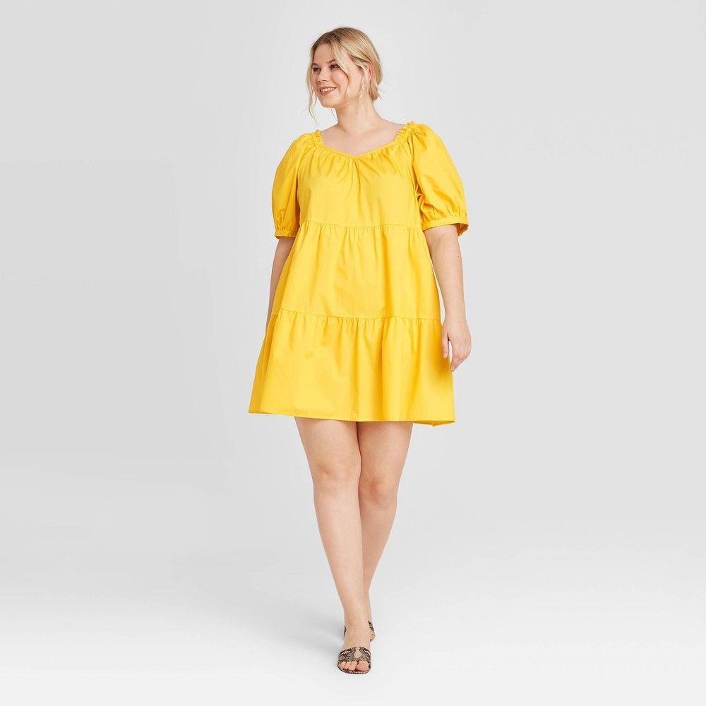 Women's Plus Size Elbow Sleeve Dress - Who What Wear Yellow 4X | Target