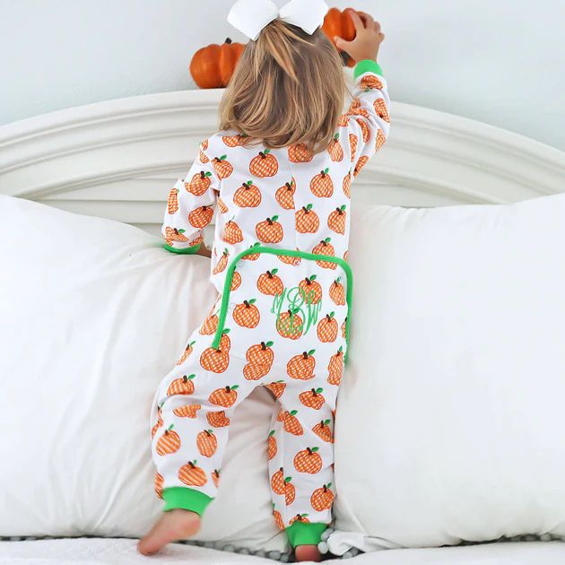 Orange Gingham Pumpkin Print Knit Onesie | Classic Whimsy